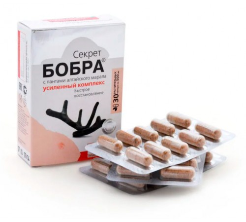 Секрет бобра с пантами алтайского марала Быстрое восстановление, капсулы 30 шт.