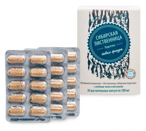 Лиственница сибирская подсочка Новая фигура с зелёным чаем и хитозаном, капсулы 30 шт.