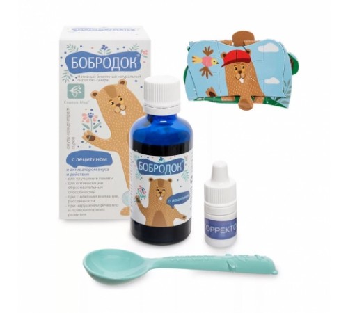 Бобродок с лецитином для улучшения памяти и внимания, 50 мл