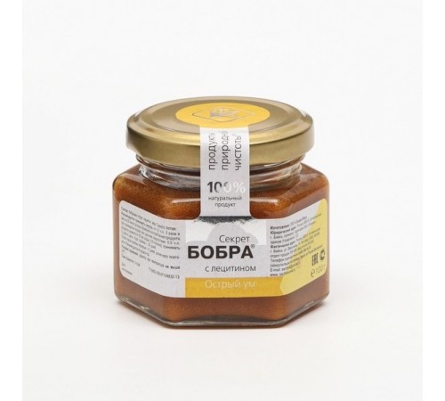Секрет бобра с лецитином Острый ум, медовая композиция 100 г