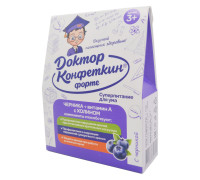 Доктор Конфеткин Форте с черникой, витамином А и холином, драже детское, 90 г